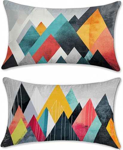 Abstrakt Outdoor Kissen Deko Wohnzimmer Kissenbezug 40x65cm Samt Sofakissen Bett Deko Kissenbezüge Berg Aesthetic Gartenkissen Pillow Case Couchkissen Kuschelkissen 2er Set mit Reißverschluss u-9171 von Liutuedy