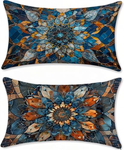 Abstrakt Outdoor Kissen Deko Wohnzimmer Kissenbezug 40x65cm Samt Sofakissen Bett Deko Kissenbezüge Blume Aesthetic Gartenkissen Pillow Case Couchkissen Kuschelkissen 2er Set mit Reißverschluss u-9266 von Liutuedy