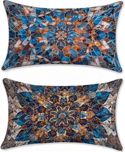 Abstrakt Outdoor Kissen Deko Wohnzimmer Kissenbezug 40x80cm Samt Sofakissen Bett Deko Kissenbezüge Blume Aesthetic Gartenkissen Pillow Case Couchkissen Kuschelkissen 2er Set mit Reißverschluss u-9344 von Liutuedy