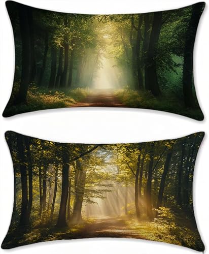 Outdoor Kissenbezug 40x80cm Wald Kissenbezüge Bett Deko Wohnzimmer 2er Set Leinen Sofakissen Dekokissen Gartenkissen Kopfkissenbezug Kissen Couch Licht Zierkissenbezüge mit Reißverschluss u-15396 von Liutuedy