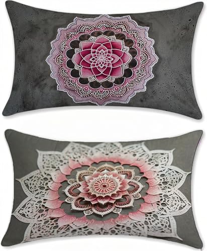 Retro Outdoor Kissen Deko Wohnzimmer Kissenbezug 40x80cm Samt Sofakissen Bett Deko Kissenbezüge Blume Aesthetic Gartenkissen Pillow Case Couchkissen Kuschelkissen 2er Set mit Reißverschluss u-9211 von Liutuedy