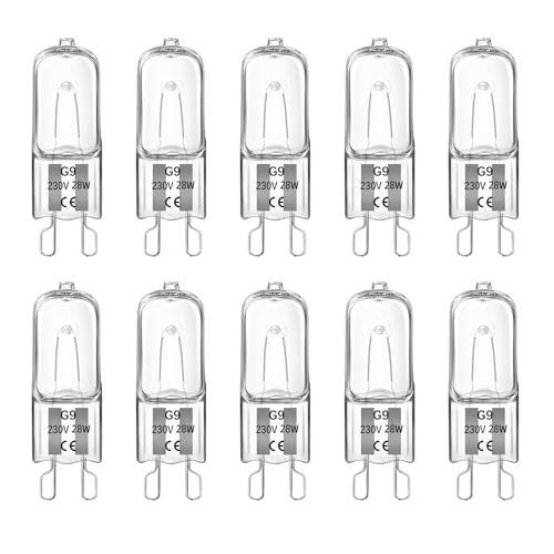 10 Stück G9 40W Halogen Leuchtmittel Dimmbar, Warmweiß 2700K 520LM Halogenlampen 230V, G9 Kapsel Glühbirnen für Backofenlampe, Deckenleuchte, Leuchter, Stehlampe von Liuyife