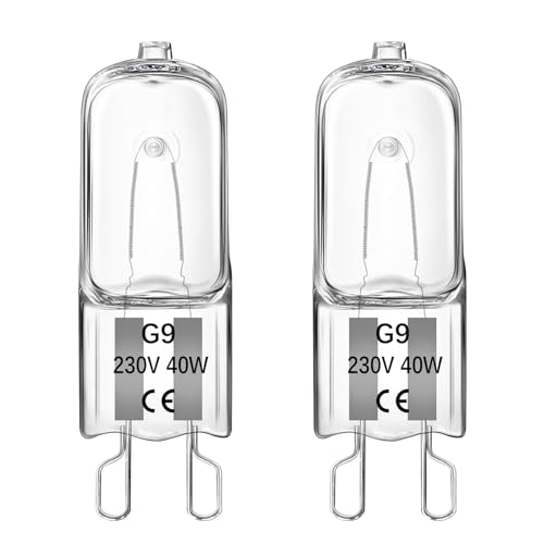 G9 40W Halogen Backofenlampe 300 Grad, Dimmbar 230V, Warmweiß 2700K 520LM, G9 Backofen Halogenlampe für Backofen, Mikrowellenherde, Tischlampen, 2 Stück von Liuyife
