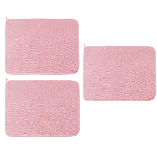 Liuyoyo 3 x Mikrofaser-Abtropfmatte, 50 x 27,9 cm, saugfähig, Abtropfgestell, wendbar, Mikrofaser, Abtropfgestell für die Küche, Rosa von Liuyoyo