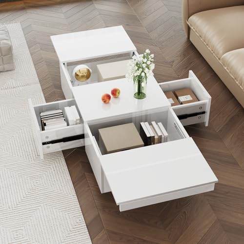Liuyoyo Couchtisch, Wohnzimmertisch, Hochglanz, mit Push-Pull-Aufbewahrungsstruktur, doppelseitigen Schubladen Liuyoyo Couchtisch, Wohnzimmertisch, Hochglanz, mit Push-Pull-Aufbewahrungsstruktur, doppelseitigen Schubladen von Liuyoyo