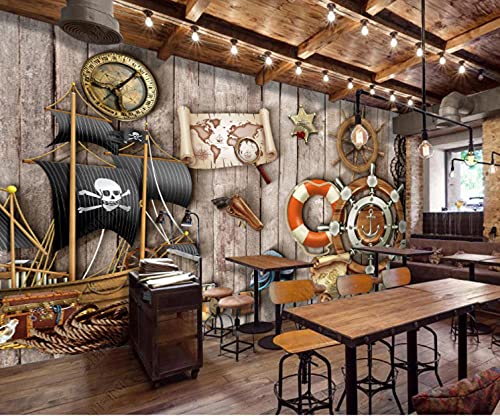 3d tapete Holzbrett Schiffsruder nautisches Thema Restaurant 3D-Wandbild 3d tapete -450cmx300cm von Liuzhou