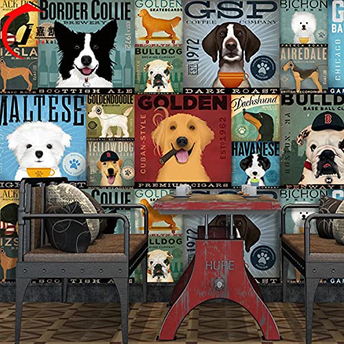 Einfaches Wandbild Kinderzimmer Hintergrund Wand Cartoon Hund Tapete 4 Tapete Tierhandlung Thema ohne Stoff Tapete für Kinder-350cmx245cm von Liuzhou