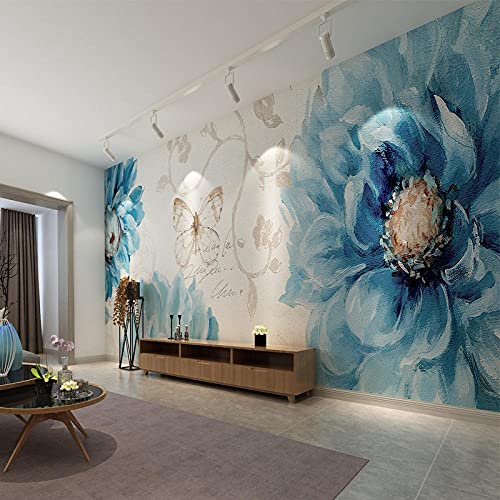 Nordic minimalistische benutzerdefinierte Wandbild Schlafzimmer Wohnzimmer TV Sofa Hintergrundwand Europäische große Blumentapete Tapete Tuch-350cmx245cm von Liuzhou