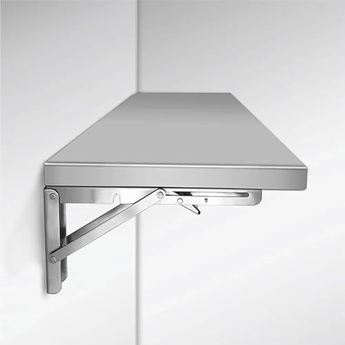 Wandtisch Klappbar Drop-Leaf-wandklapptisch, Robuster Klapptisch Mit Klapptisch,304 Verdickter Klappständer Aus Edelstahl, 0,8 Mm Oberfläche Aus Gebürstetem Edelstahl (40x30x3cm) von Livable Home
