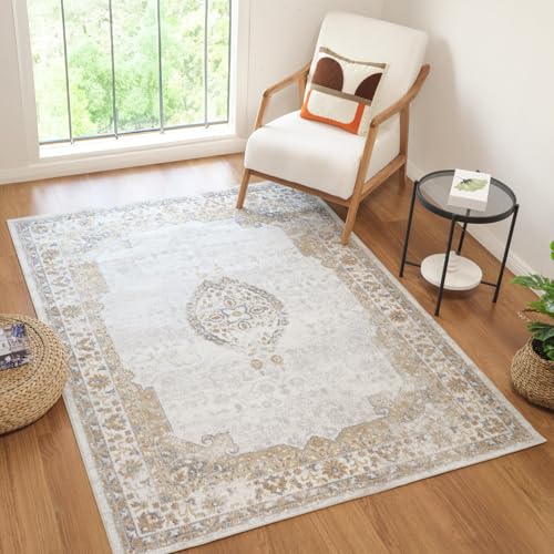 Livabliss Albany Teppich waschbar in der Waschmaschine - Vintage Teppich Groß für Wohnzimmer 160x213 cm, Schlafzimmer, Küche - Orientalischer Boho Teppiche, Creme, Braun, Grau Livabliss Albany Teppich waschbar in der Waschmaschine - Vintage Teppich Groß für Wohnzimmer 160x213 cm, Schlafzimmer, Küche - Orientalischer Boho Teppiche, Creme, Braun, Grau von Livabliss