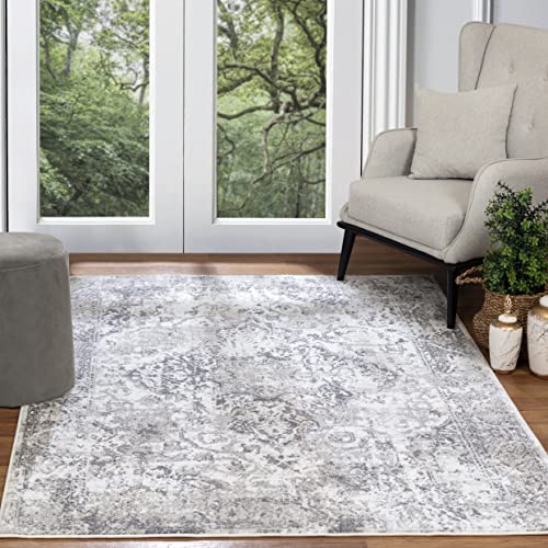 Livabliss Almere Vintage Orientalischer Teppich für Wohnzimmer, Esszimmer & Schlafzimmer - Boho Kurzflor Teppich in Grau und Weiß, 160x213 cm Livabliss Almere Vintage Orientalischer Teppich für Wohnzimmer, Esszimmer & Schlafzimmer - Boho Kurzflor Teppich in Grau und Weiß, 160x213 cm von Livabliss
