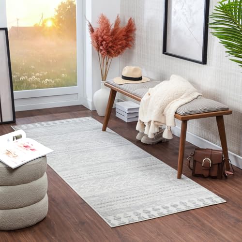 Livabliss Oslo Boho Teppich für Wohnzimmer und Schlafzimmer - Großer Esszimmerteppich 80x220 cm Mit Geometrischem Muster, Skandinavischer Moderner Stil in Grau Livabliss Oslo Boho Teppich für Wohnzimmer und Schlafzimmer - Großer Esszimmerteppich 80x220 cm Mit Geometrischem Muster, Skandinavischer Moderner Stil in Grau von Livabliss