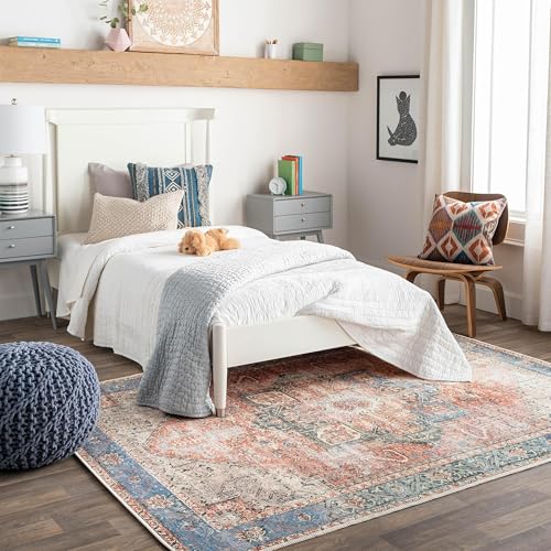 Livabliss Rodas Teppich waschbar in der Waschmaschine - Vintage Teppich waschbar für Wohnzimmer 160x220 cm, Schlafzimmer, Küche - Orientalischer Boho Style Teppiche, Teppich Groß, Orange, Braun, Blau Livabliss Rodas Teppich waschbar in der Waschmaschine - Vintage Teppich waschbar für Wohnzimmer 160x220 cm, Schlafzimmer, Küche - Orientalischer Boho Style Teppiche, Teppich Groß, Orange, Braun, Blau von Livabliss