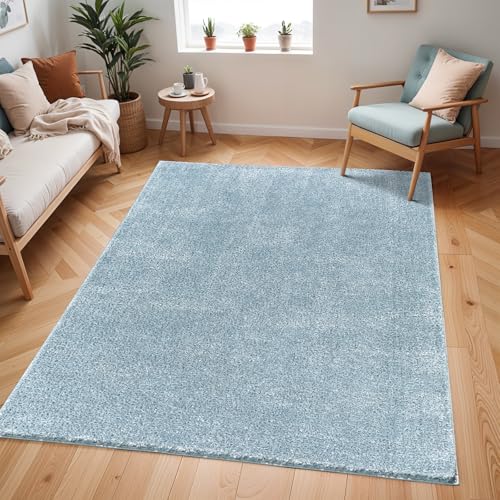 Livabliss Shaggy Berber - Flauschiger groß für Wohnzimmer, Esszimmer, Schlafzimmer, Langflor Hochflor e flauschig - 160x213 cm, Wohnzimmer in Blau von Livabliss