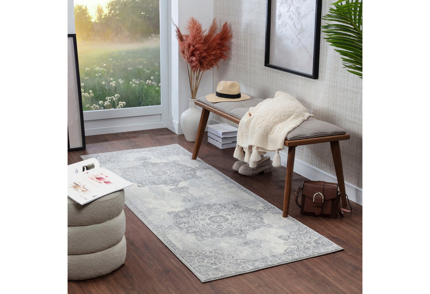 Livabliss Teppich CORO, rechteckig, Höhe: 11 mm, Boho Kurzflor Orientteppich, Wohnzimmer, Schlafzimmer, Grau Livabliss Teppich CORO, rechteckig, Höhe: 11 mm, Boho Kurzflor Orientteppich, Wohnzimmer, Schlafzimmer, Grau von Livabliss