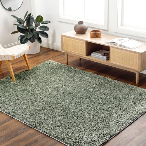 Livabliss Shaggy Berber Teppich - Flauschiger Teppich groß für Wohnzimmer, Esszimmer, Schlafzimmer, Langflor Hochflor Teppiche flauschig - 120x180 cm, Wohnzimmerteppich in Grün von Livabliss
