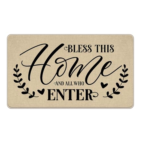 Livcoz Bless This Home and All Who Enter, dekorative Fußmatte für drinnen und draußen, rutschfester Bodeneingangsteppich, rustikales flaches Profil, Heimküchendekoration, 43,2 x 73,2 cm Livcoz Bless This Home and All Who Enter, dekorative Fußmatte für drinnen und draußen, rutschfester Bodeneingangsteppich, rustikales flaches Profil, Heimküchendekoration, 43,2 x 73,2 cm von Livcoz
