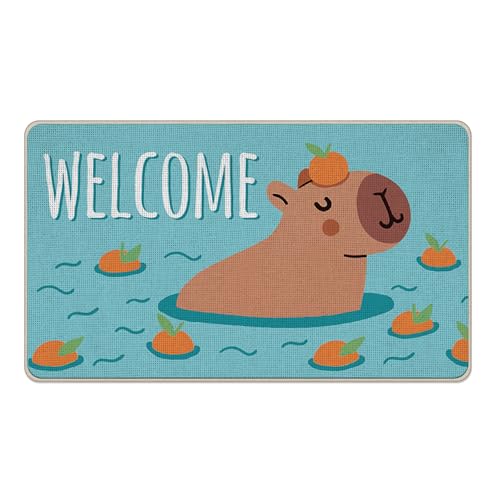 Livcoz Capybara Fußmatte mit niedlichem Tiermotiv, dekorativ, rutschfest, für den Eingangsbereich, lustig, flach, für drinnen und draußen, Zuhause, Küche, Dekoration, 43,2 x 73,2 cm, Orange Livcoz Capybara Fußmatte mit niedlichem Tiermotiv, dekorativ, rutschfest, für den Eingangsbereich, lustig, flach, für drinnen und draußen, Zuhause, Küche, Dekoration, 43,2 x 73,2 cm, Orange von Livcoz