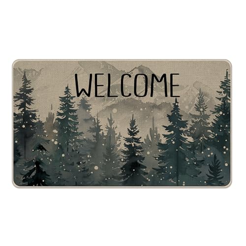 Livcoz Dekorative Fußmatte mit Aufschrift "Welcome Winterwald", schneebedeckte Kieferbäume, für drinnen und draußen, rutschfest, für Eingangsbereich, Bauernhaus, rustikal, Weihnachten, Zuhause, Küche Livcoz Dekorative Fußmatte mit Aufschrift "Welcome Winterwald", schneebedeckte Kieferbäume, für drinnen und draußen, rutschfest, für Eingangsbereich, Bauernhaus, rustikal, Weihnachten, Zuhause, Küche von Livcoz