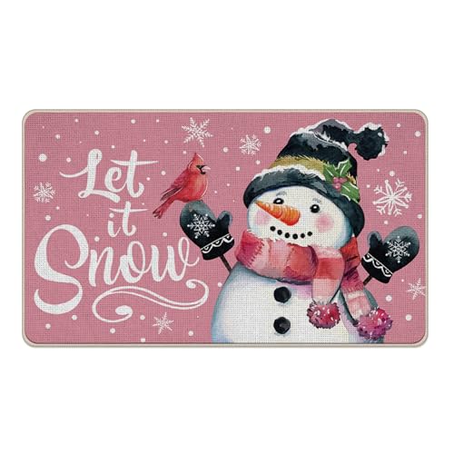Livcoz Fußmatte, Motiv: Schneemann mit Aufschrift "Let It Snow", dekorativ, rutschfest, für drinnen und draußen, für Zuhause, Küche, Dekoration, 43,2 x 73,2 cm, Rosa Livcoz Fußmatte, Motiv: Schneemann mit Aufschrift "Let It Snow", dekorativ, rutschfest, für drinnen und draußen, für Zuhause, Küche, Dekoration, 43,2 x 73,2 cm, Rosa von Livcoz