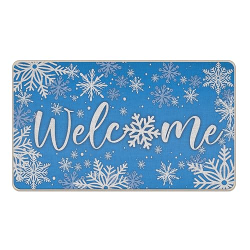 Livcoz Fußmatte mit Aufschrift "Welcome Winter Snowflake", blau, dekorative Fußmatte, rutschfester Bodeneingangsteppich, Weihnachten, saisonale Dekoration für drinnen und draußen, Zuhause, Küche Livcoz Fußmatte mit Aufschrift "Welcome Winter Snowflake", blau, dekorative Fußmatte, rutschfester Bodeneingangsteppich, Weihnachten, saisonale Dekoration für drinnen und draußen, Zuhause, Küche von Livcoz