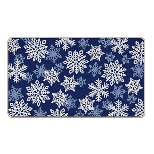 Livcoz Fußmatte mit Schneeflocken-Motiv, dekorativ, rutschfest, für drinnen und draußen, 43,2 x 73,2 cm, Blau von Livcoz