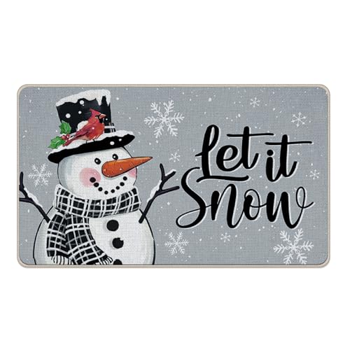 Livcoz Fußmatte mit Schneemannmotiv, dekorativ, für drinnen und draußen, rutschfest, für den Eingangsbereich, Weihnachtsdekoration, 43,2 x 73,2 cm, Grau Livcoz Fußmatte mit Schneemannmotiv, dekorativ, für drinnen und draußen, rutschfest, für den Eingangsbereich, Weihnachtsdekoration, 43,2 x 73,2 cm, Grau von Livcoz