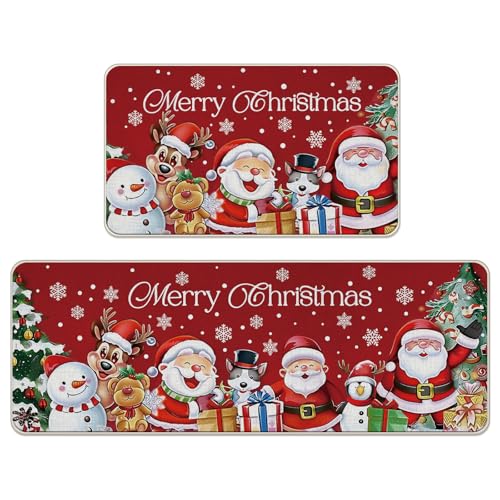Livcoz Küchenteppich, Weihnachtsmann, Weihnachtsmann, Rot, 2 Stück, Weihnachtsmann, Schneemann, Bär, Hund, Pinguin, Fußmatte, Heimdekoration, Winter-Schneeflocken, Fußmatte, Dekoration, 43,2 x 73,2 cm Livcoz Küchenteppich, Weihnachtsmann, Weihnachtsmann, Rot, 2 Stück, Weihnachtsmann, Schneemann, Bär, Hund, Pinguin, Fußmatte, Heimdekoration, Winter-Schneeflocken, Fußmatte, Dekoration, 43,2 x 73,2 cm von Livcoz