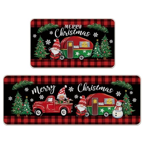 Livcoz Merry Christmas Camper Küchenteppich, 2er-Set, Weihnachten, Camping, Wohnmobil, LKW, Zwerg, Schneemann, Baum, Bodenmatten, Heimdekoration, Campingplatz, Winter, kariert, Fußmatte, Dekoration Livcoz Merry Christmas Camper Küchenteppich, 2er-Set, Weihnachten, Camping, Wohnmobil, LKW, Zwerg, Schneemann, Baum, Bodenmatten, Heimdekoration, Campingplatz, Winter, kariert, Fußmatte, Dekoration von Livcoz