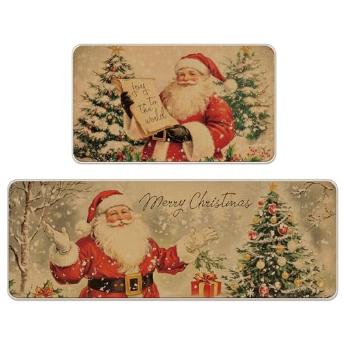 Livcoz Merry Christmas Weihnachtsmann-Küchenteppich-Set, 2 Stück, Weihnachtsbaum-Schnee-Bodenmatten, Heimdekoration, Winter-Fußmatten-Dekorationen – 43,2 x 73,2 cm und 43,2 x 119,2 cm Livcoz Merry Christmas Weihnachtsmann-Küchenteppich-Set, 2 Stück, Weihnachtsbaum-Schnee-Bodenmatten, Heimdekoration, Winter-Fußmatten-Dekorationen – 43,2 x 73,2 cm und 43,2 x 119,2 cm von Livcoz