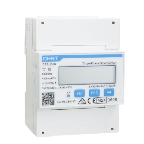 CHINT DTSU666 Dreiphasiger DIN35mm elektronischer intelligenter Energiezähler Stromzähler 5(80) A Direktverbindung mit RS485/Modbus RTU, MID Zertifikat, (Nicht mit Wechselrichter kompatibel) von Live4 Future