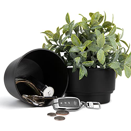 Livebe Blumentopf mit verstecktem Sicherheits- und Geheimfach, geheimes Versteck-Schlüsselversteck, verstecken Sie einen Schlüssel Geheimtresor (schwarz) von LiveBe