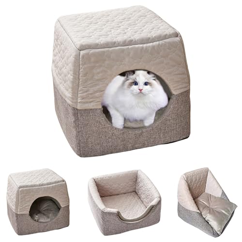 Hundebett Katzenbett – 2-in-1 Haustierhaus mit abnehmbarer flauschiger Matte, waschbarer & wasserabweisender Bezug, rutschfeste Unterseite – gemütliche Höhle für kleine Hunde und Katzen, Welpen und von LiveGo