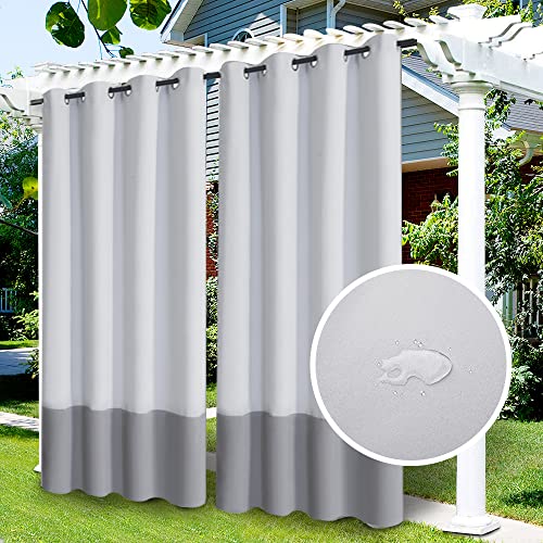 LiveGo Outdoor Vorhänge Wasserdicht, Verdunkelungsvorhang mit Ösen, Vorhang Blickdicht für den Gartenlaube, Schiebetür, Privatsphäre Wärmeisoliert(Platin+grau,2 PCS, 52" Wx108 L) von LiveGo