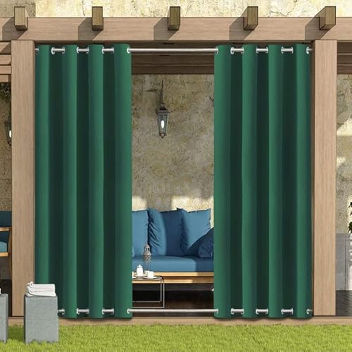 LiveGo Outdoor Vorhang Wetterfest Wasserdicht mit ösen,Outdoorvorhänge Gardinen für draußen Balkon terrasse Pavillon Aussen Outdoorvorhang Sonnenschutz Vorhänge Garten,Grün,1 Stück|132x274cm(BxH) von LiveGo