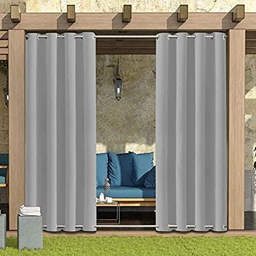 LiveGo Outdoor Vorhang Wetterfest Wasserdicht mit ösen,Outdoorvorhänge Gardinen für draußen Balkon terrasse Pavillon Aussen Outdoorvorhang Sonnenschutz Vorhänge Garten,Hellgrau,1 Stück|132x274cm(BxH) von LiveGo