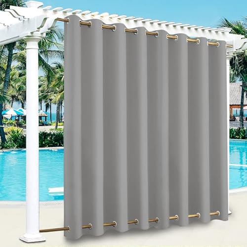 LiveGo Outdoor Vorhang Wetterfest Wasserdicht mit ösen,Outdoorvorhänge Gardinen für draußen Balkon terrasse Pavillon Aussen Outdoorvorhang Sonnenschutz Vorhänge Garten,Hellgrau,2 Stück|254x213cm(BxH) von LiveGo