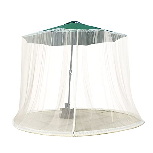 LiveGo Schirmmückennetz, Terrassenschirm-Netz für Sonnenschirm, 7FT-12FT, mit Polyester-Netz und befüllbarer Basis, perfekt für den Schutz vor Sonne und Mücken im Garten (335 * 240cm, Weiss) von LiveGo