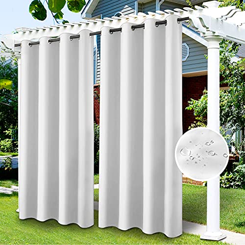 Outdoor Vorhänge Wasserdicht, Outdoor Verdunkelungsvorhang mit Ösen, Vorhang Blickdicht für den Gartenlaube, Schiebetür, Pergola, Privatsphäre Wärmeisoliert 1 Stücke (Elfenbein, 132 x 213 cm) von LiveGo