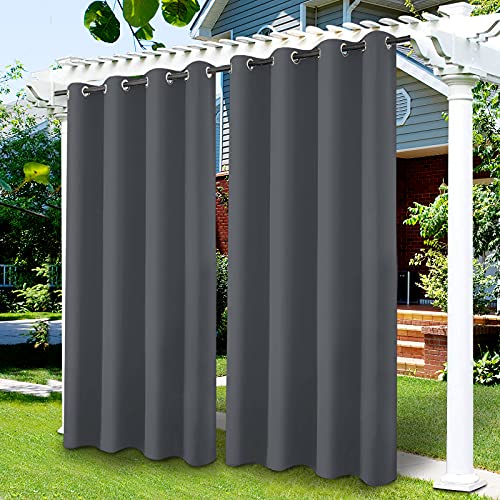 Outdoor Vorhänge Wasserdicht, Outdoor Verdunkelungsvorhang mit Ösen, Vorhang Blickdicht für den Gartenlaube, Schiebetür, Pergola, Privatsphäre Wärmeisoliert 1 Stücke (dunkelgrau, 132 x 238 cm) von LiveGo