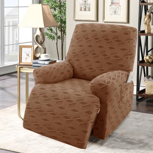 Schonbezug für Liegestuhl, Stretch-Jacquard-Schonbezug für 1-, 2-, 3-Sitzer-Liegen, waschbarer Möbelschutz für Lazyboy, Elektrostühle und haustierfreundliche Couchbezüge (Würfel-Hellbraun, 1-Sitzer) Schonbezug für Liegestuhl, Stretch-Jacquard-Schonbezug für 1-, 2-, 3-Sitzer-Liegen, waschbarer Möbelschutz für Lazyboy, Elektrostühle und haustierfreundliche Couchbezüge (Würfel-Hellbraun, 1-Sitzer) von LiveGo