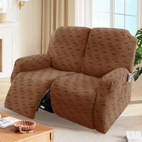 Schonbezug für Liegestuhl, Stretch-Jacquard-Schonbezug für 1-, 2-, 3-Sitzer-Liegen, waschbarer Möbelschutz für Lazyboy, Elektrostühle und haustierfreundliche Couchbezüge (Würfel-Hellbraun, 2-Sitzer) Schonbezug für Liegestuhl, Stretch-Jacquard-Schonbezug für 1-, 2-, 3-Sitzer-Liegen, waschbarer Möbelschutz für Lazyboy, Elektrostühle und haustierfreundliche Couchbezüge (Würfel-Hellbraun, 2-Sitzer) von LiveGo