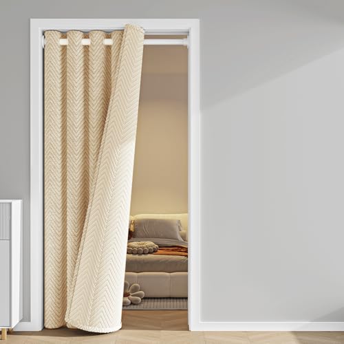 Thermo-Türvorhang für den Winter, Winterfertig, Thermo-Türabdeckung, Update, Oxford-Tuch, isolierte Türabdeckung, um warm zu halten, winddicht, schalldicht, Kälteschutz, Haustürvorhang (Beige, 150 x Thermo-Türvorhang für den Winter, Winterfertig, Thermo-Türabdeckung, Update, Oxford-Tuch, isolierte Türabdeckung, um warm zu halten, winddicht, schalldicht, Kälteschutz, Haustürvorhang (Beige, 150 x von LiveGo