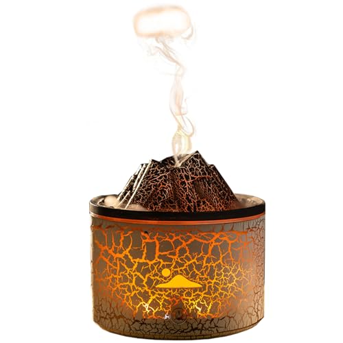 Vulkan-Diffusor für ätherische Öle, Vulkan-Luftbefeuchter, leiser Flammendiffusor, USB-Sprüh-Luftbefeuchter mit 2 Modi, Feuernebel, wasserlos, automatische Abschaltung, Aromatherapie-Diffusor für von LiveGo