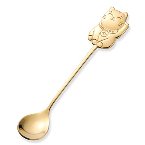 Livecitys Tee löffel Glatte Oberfläche Glückliche Katze Dessert Löffel Zarte für Bäckerei Golden von Livecitys