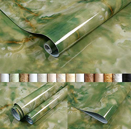 LIVEINU Aufkleber Küchenschränke PVC Tapeten Küche Selbstklebend Klebefolie Möbel Wasserfest Aufkleber für Schrank Küchenschränke Möbel Selbstklebende Folie Küchenschrank Marmor Grün 60x300cm von LIVEINU