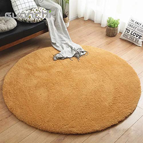 LIVEINU Hochflor Shaggy Teppich für Wohnzimmer Langflor Pflegeleicht Rund Teppich Hochwertig Hohe Fadendichte Wasser Absorbierend Badezimmerteppich Für Wohnzimmer Hellbraun Ø 140 cm von LIVEINU