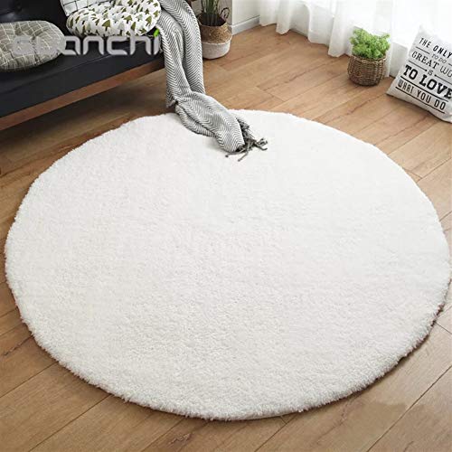 LIVEINU Hochflor Shaggy Teppich für Wohnzimmer Langflor Pflegeleicht Rund Teppich Hochwertig Hohe Fadendichte Wasser Absorbierend Badezimmerteppich Für Wohnzimmer Weiß Ø 200 cm von LIVEINU