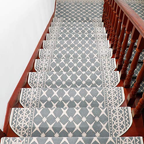 LIVEINU Moderner Stil Selbstklebend Stufenmatten Treppen Teppich Halbrund Waschbar Starke Befestigung Anthrazit Treppen-Matten 24x65cm (15 Stück) Grau von LIVEINU