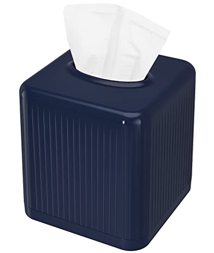 Livelab Taschentuchbox-Abdeckung mit Sockel, quadratischer Kunststoff-Tücherbox-Halter, dekorativer Taschentuchbox-Etui, moderner Gesichtspapierspender für Badezimmer, Schminktisch-Arbeitsplatten, von Livelab